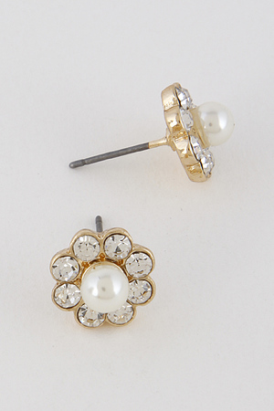 Lovely Faux Pearl Flower Earrings 7ABA4